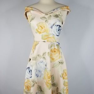 Yellow Floral Off The Shoulder Dress